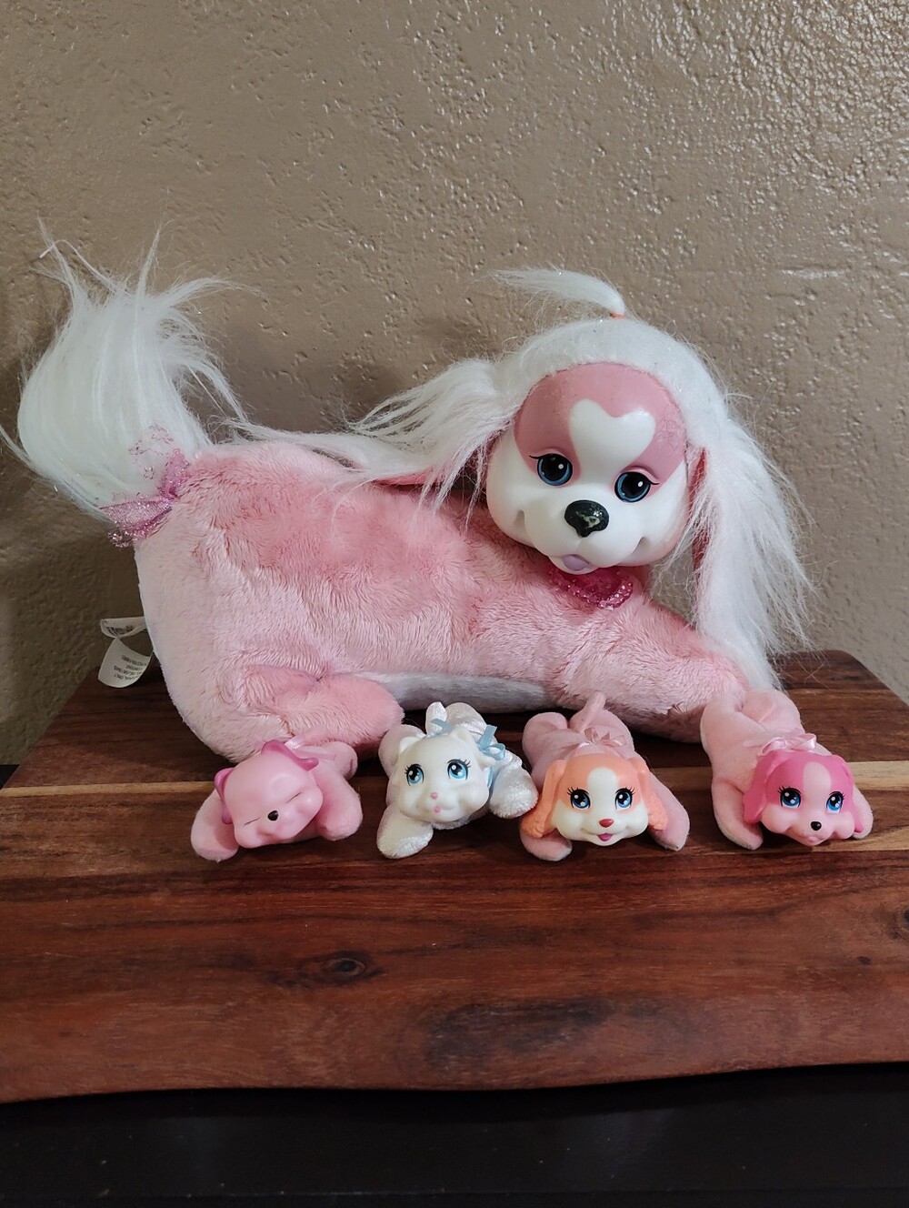 Pink & White Puppy Surprise With Four Puppies